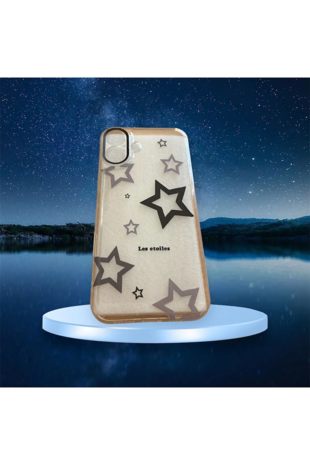 İPHONE 16 PLUS UYUMLU YILDIZ DESENLİ ŞEFFAF SİLİKON KILIF
