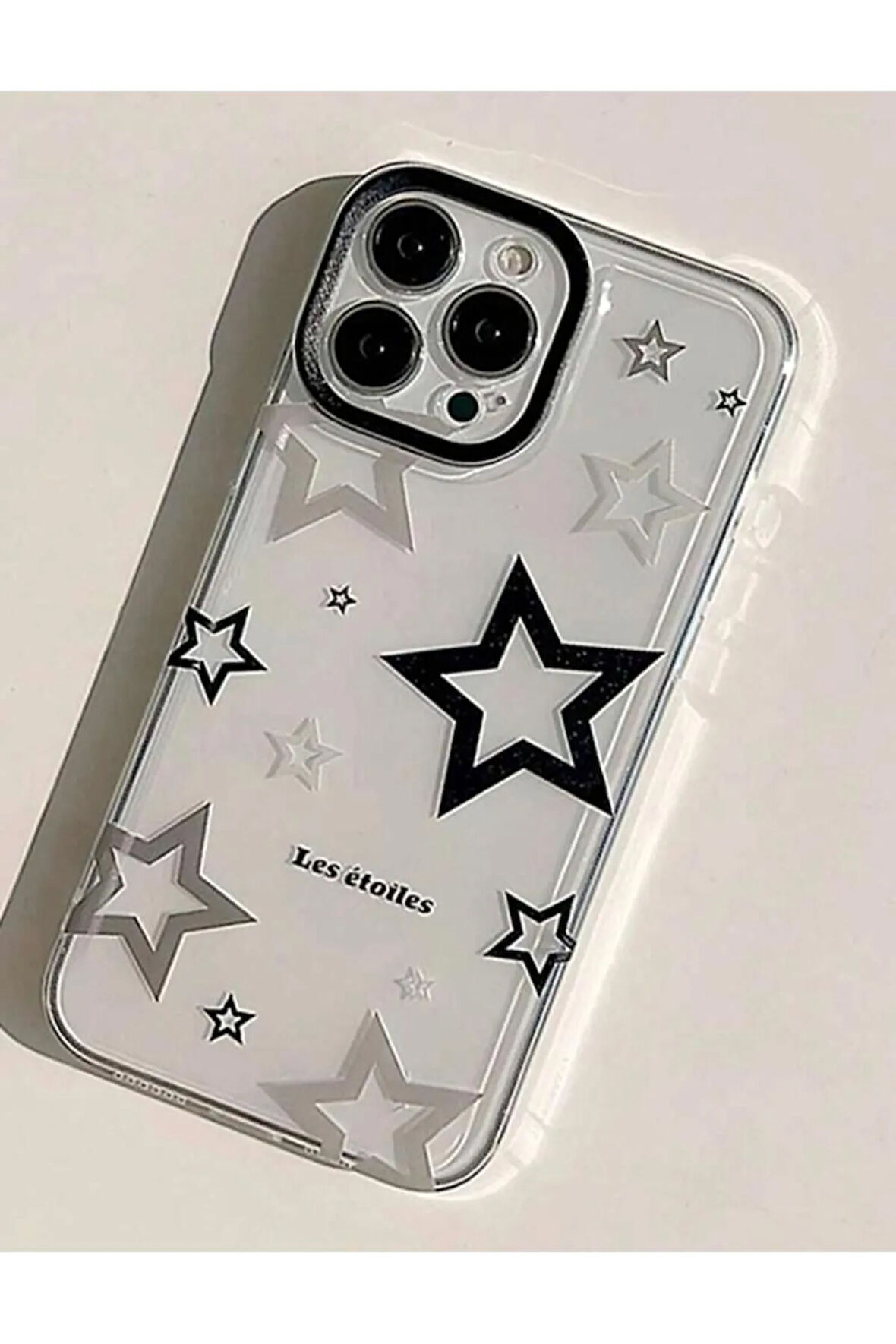 İPHONE 13 UYUMLU ŞEFFAF YILDIZ TEMALI KAMERA KORUMALI SİLİKON KILIF