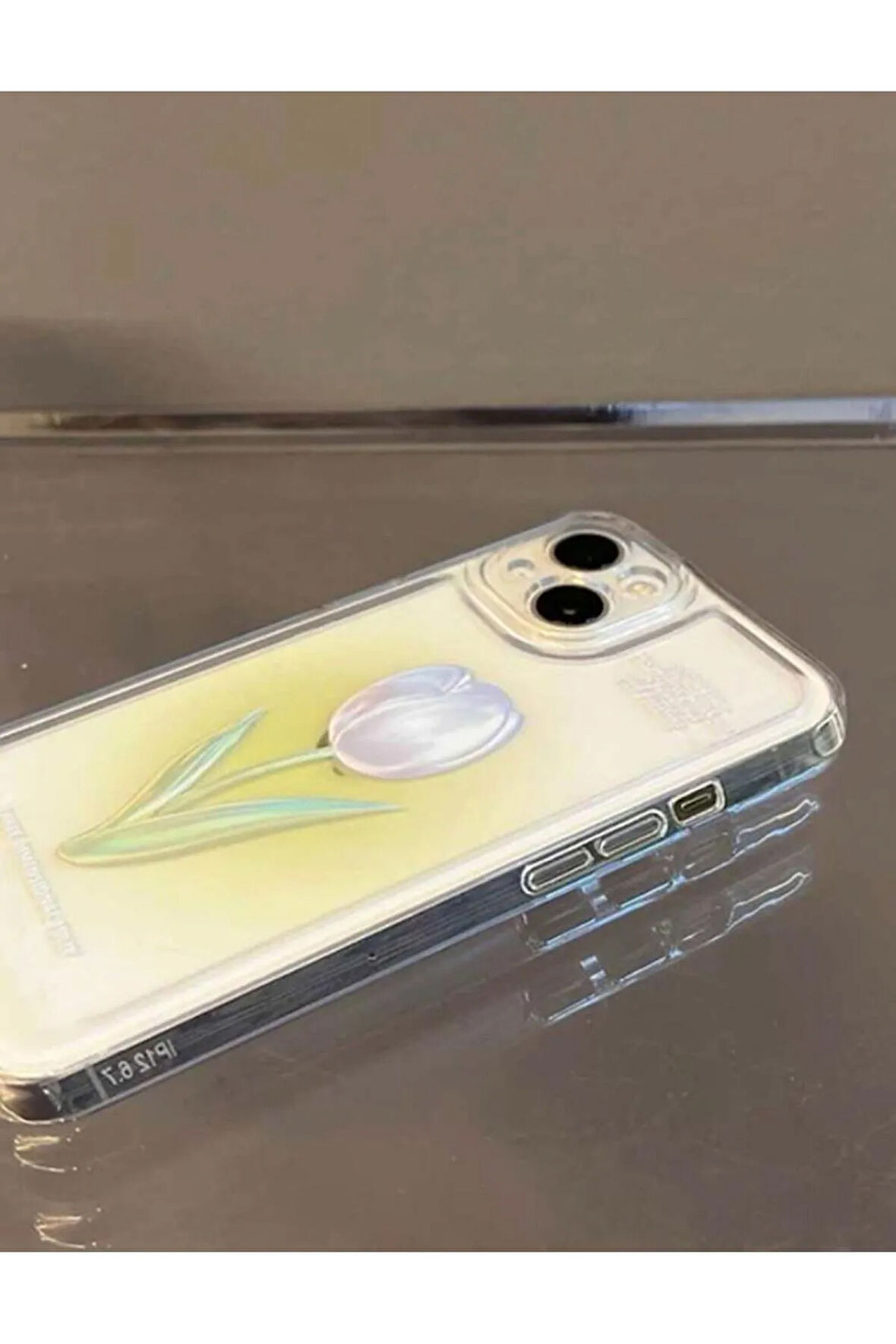 İPHONE 14 PROMAX UYUMLU ÇİÇEK TEMALI KAREMA KORUMALI ŞEFFAF SİLİKON KILIF
