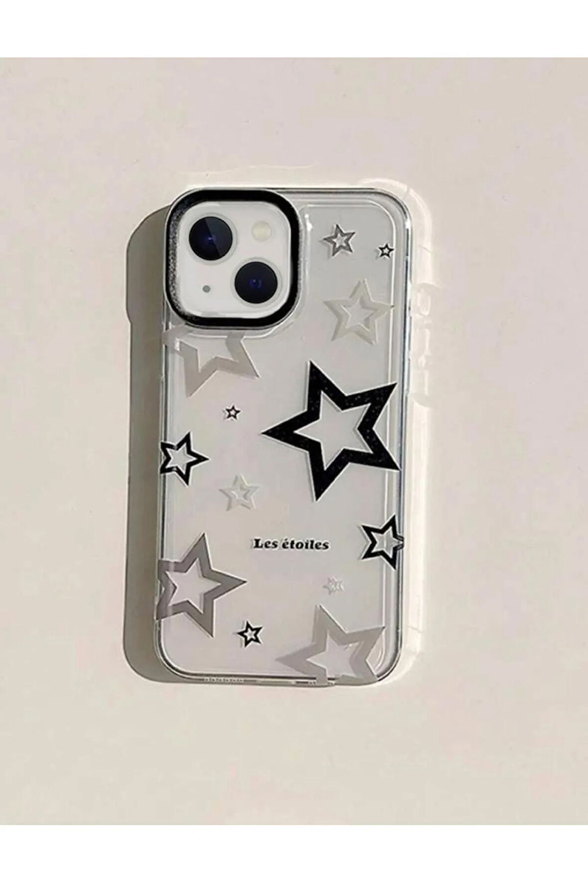 İPHONE 15 UYUMLU ŞEFFAF YILDIZ TEMALI KAMERA KORUMALI SİLİKON KILIF