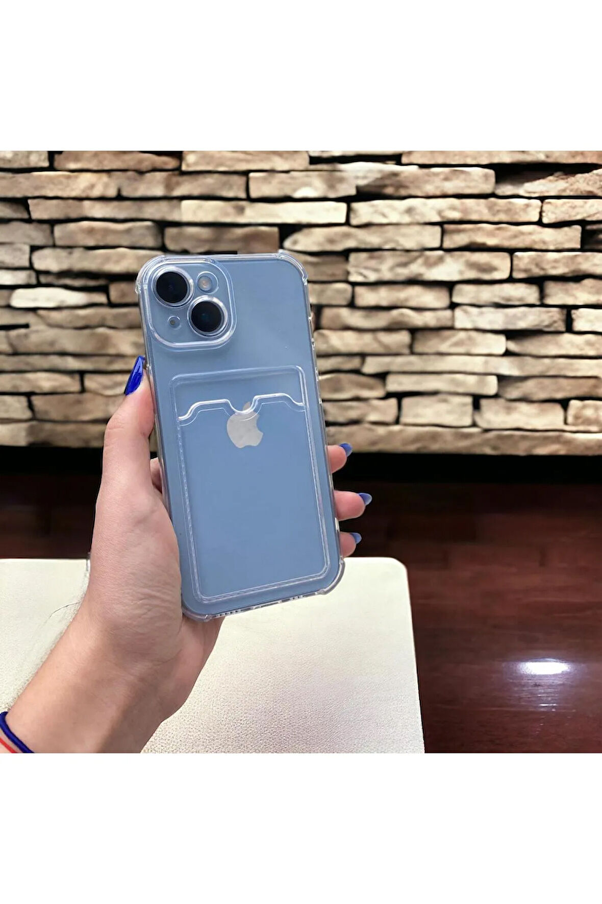 İPHONE 15 UYUMLU ŞEFFAF KARTLIKLI SİLİKON KILIF