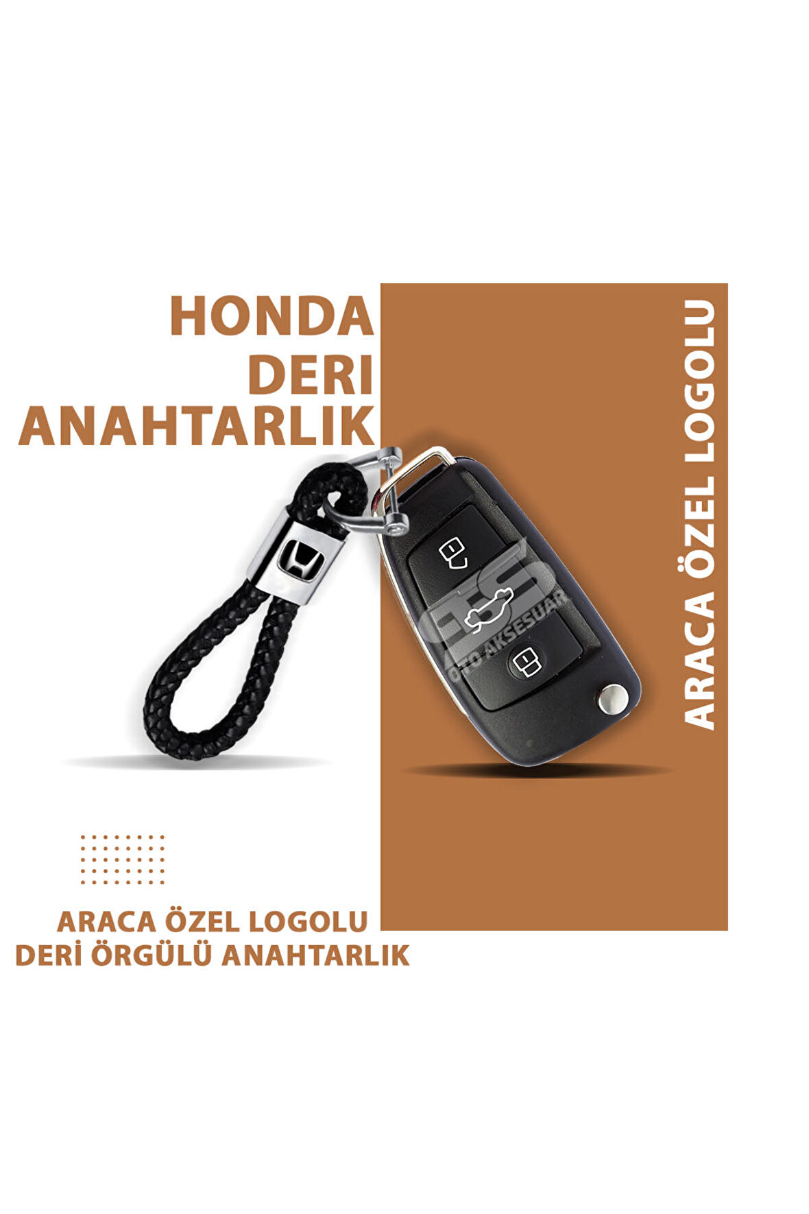 Honda Gerçek Deri Örgü Anahtarlık