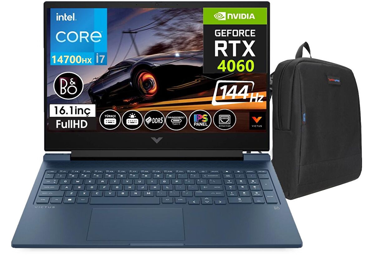 Hp Victus 16-R1001NT Intel Core I7 14700HX 32gb DDR5 Ram 512GB SSD 8GB RTX4060 16.1 İnç 144Hz IPS FHD Windows11Home Taşınabilir Bilgisayar VCS9J205EA13+WeblegelsinÇanta