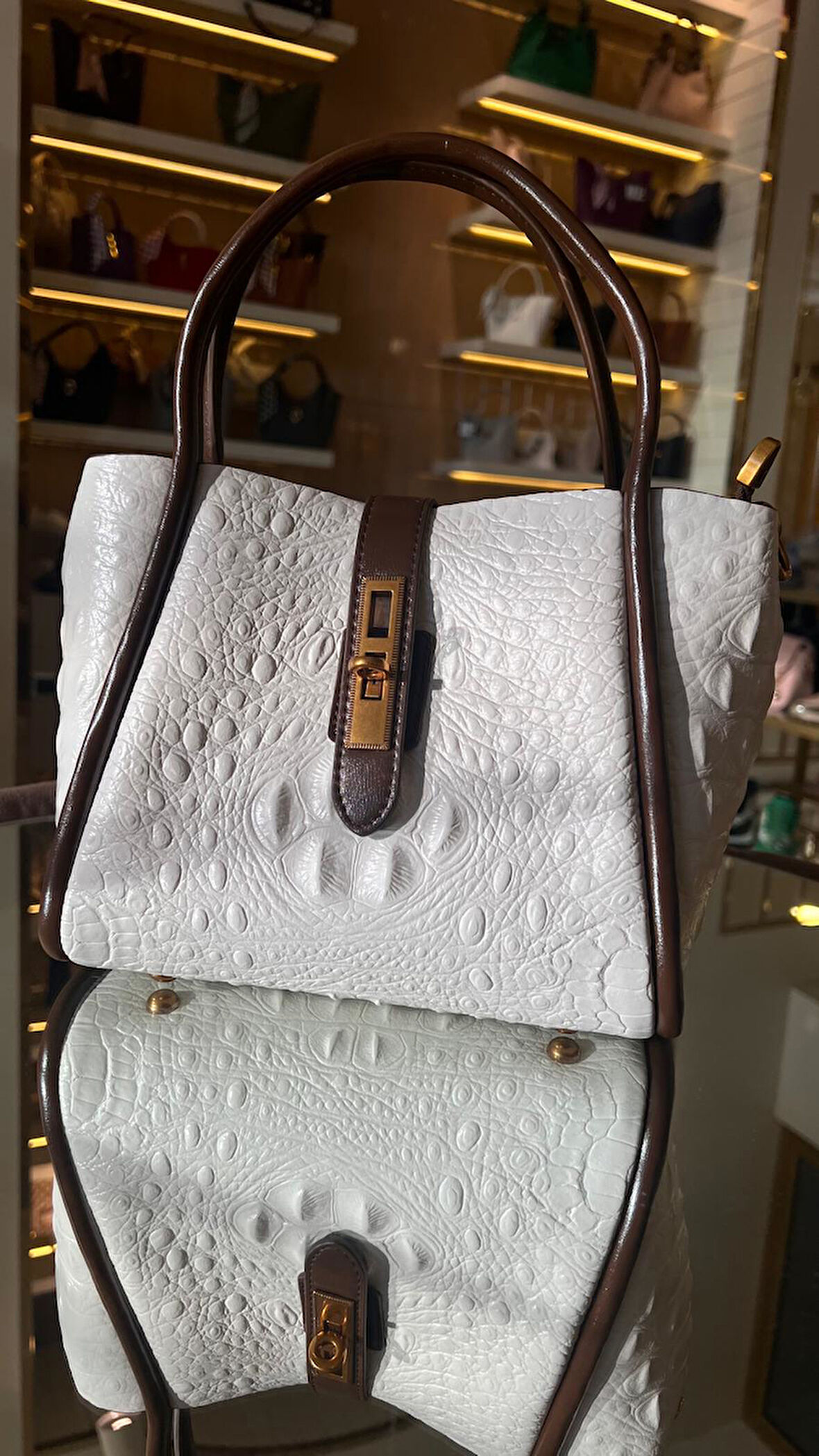 İthal  Timsah Derisi  Uzun Askılı Kadın Çanta