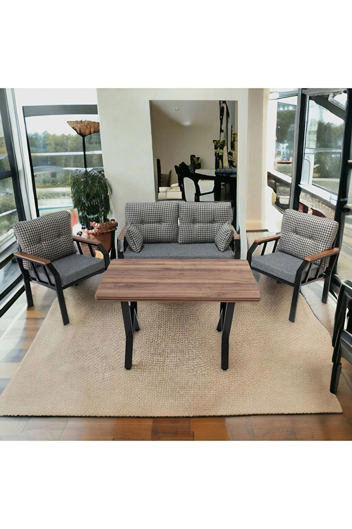 Nergiz 2 1 1 Masa Bahçe Balkon Mobilyası,Kazayaklı
