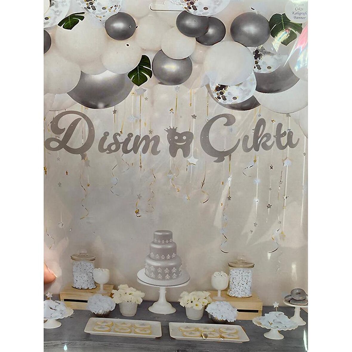 Dişim Çıktı Kaligrafi Banner - Gümüş Gri