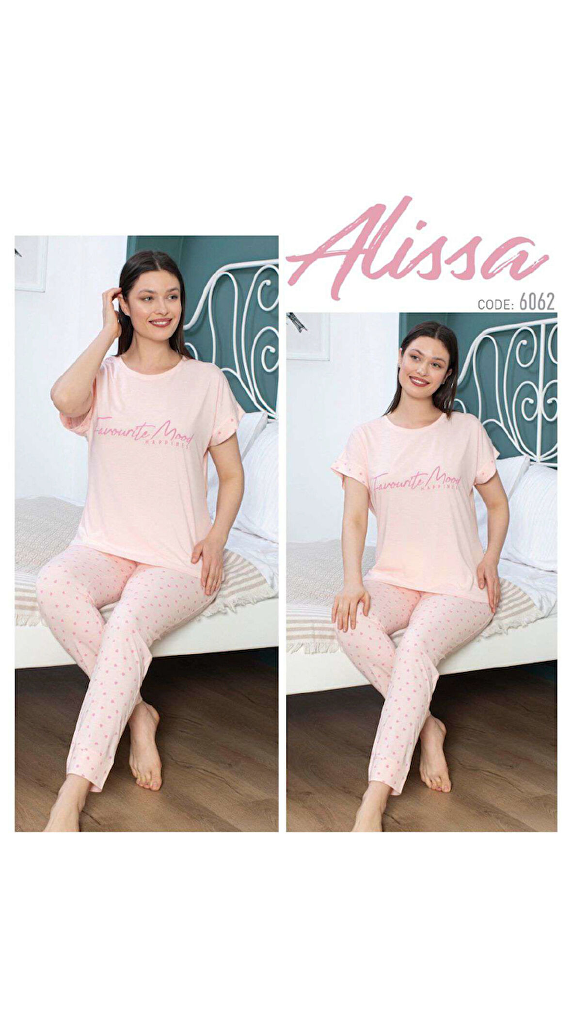 Alissa 6062 Kadın Kısa Kol O Yaka Pijama Takım