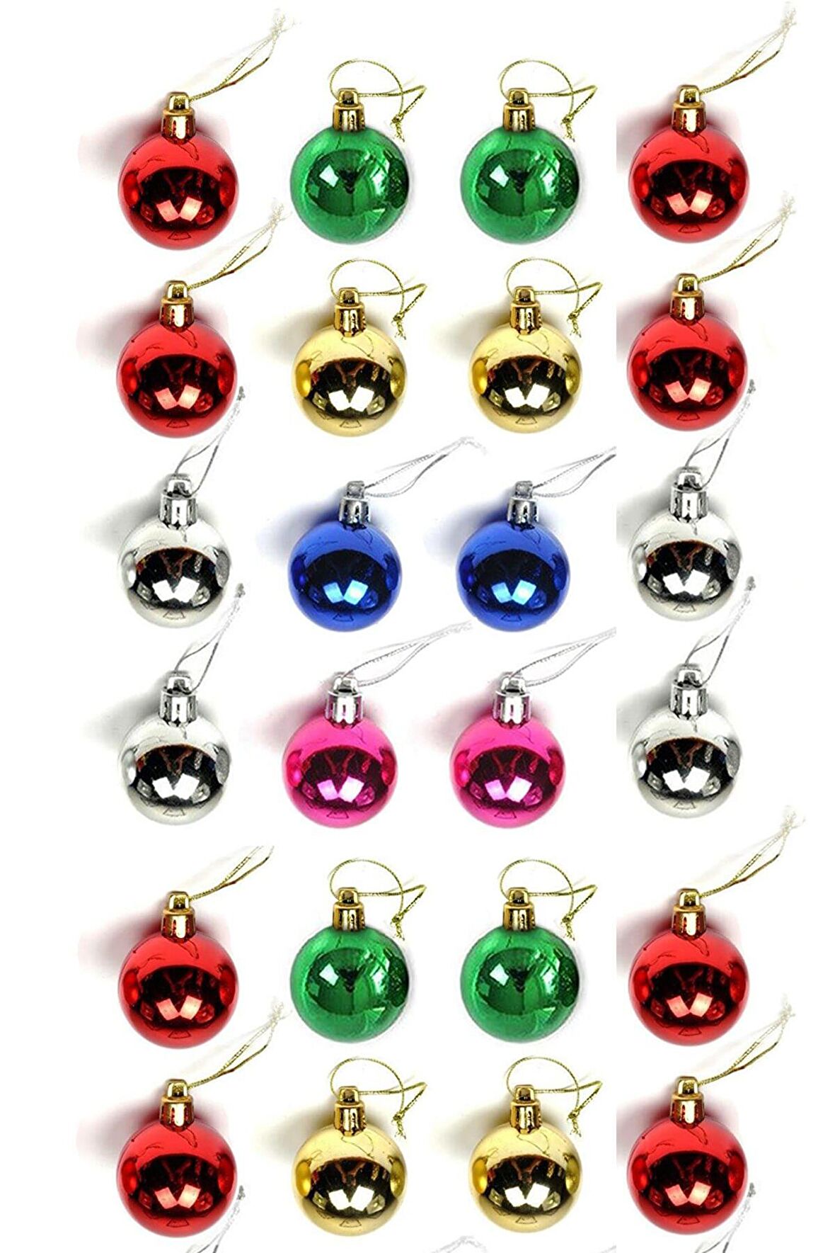 Waldern Yılbaşı Çam Ağacı Süsü Renkli 4 Cm 24lü Cici Top