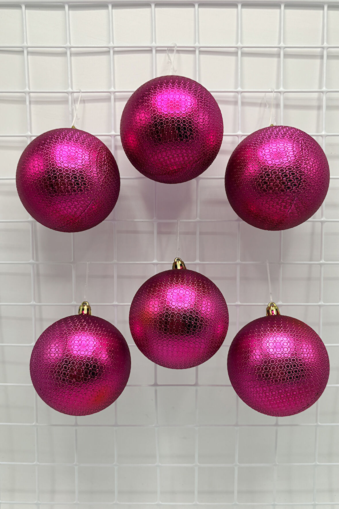 Waldern Yılbaşı Çam Ağacı Süsü 8 Cm Figürlü 6lı Fuşya Cici Top