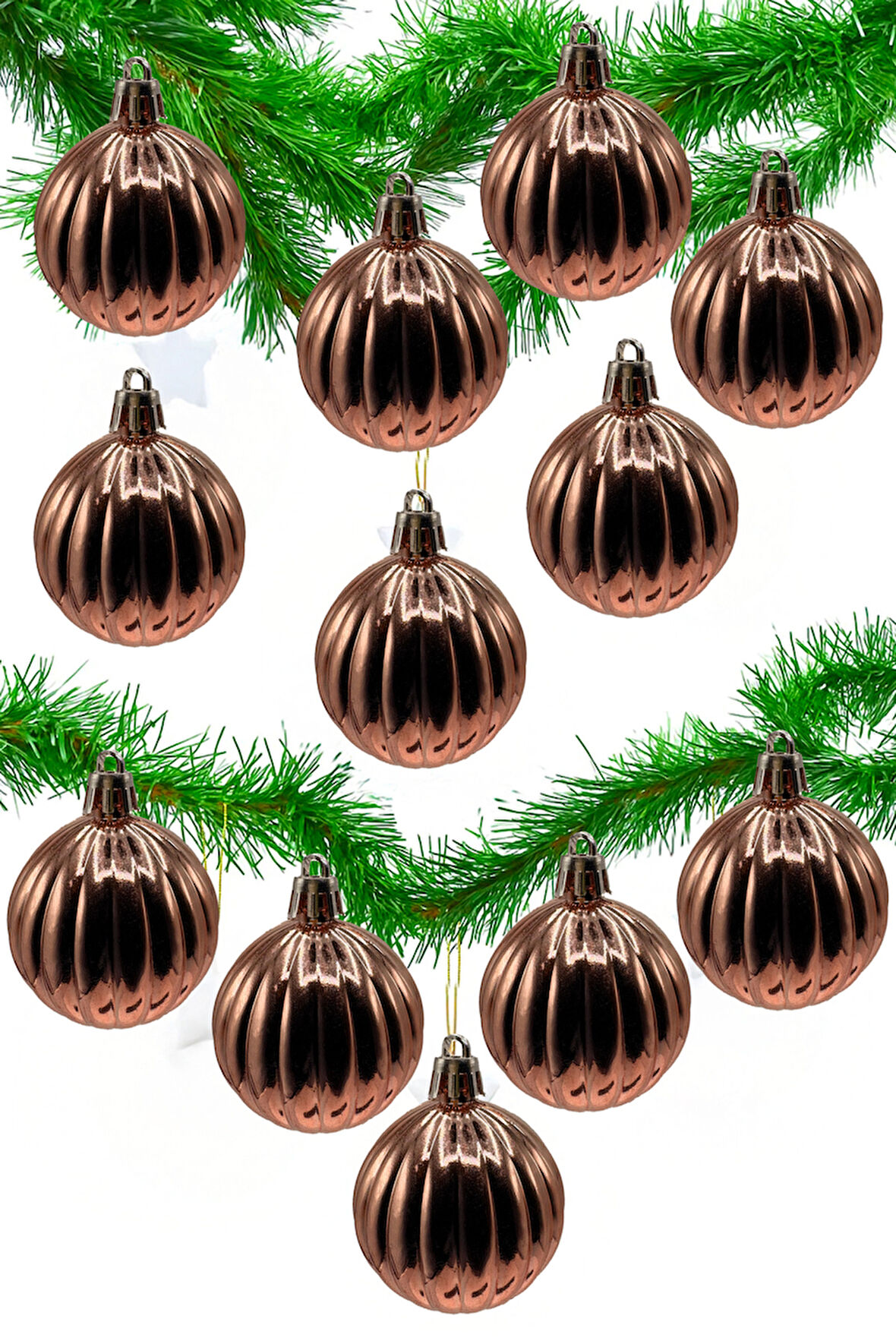 Waldern 5 cm 12li Cici Top Parlak Yılbaşı Ağaç Süsü Bakır