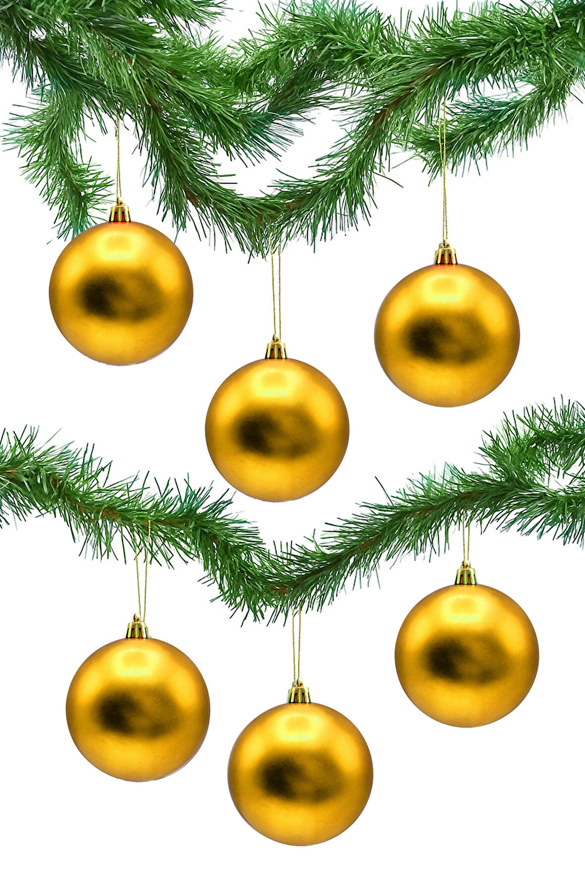 Waldern Yılbaşı Çam Ağacı Süsü Gold 8 Cm Mat 6lı Cici Top