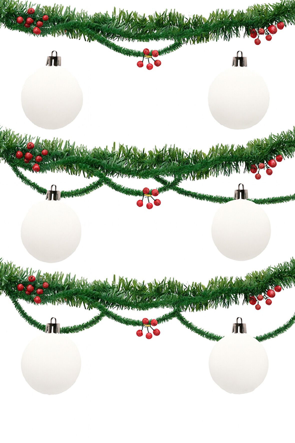 Waldern Yılbaşı Çam Ağacı Süsü Beyaz 8 Cm Mat 6lı Cici Top