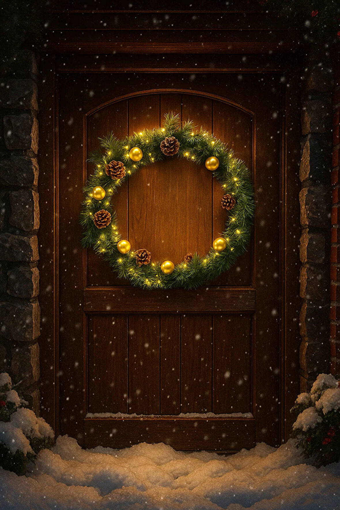 Waldern Luxury Dekoratif Yılbaşı 60cm Işıklı Kapı Süsü