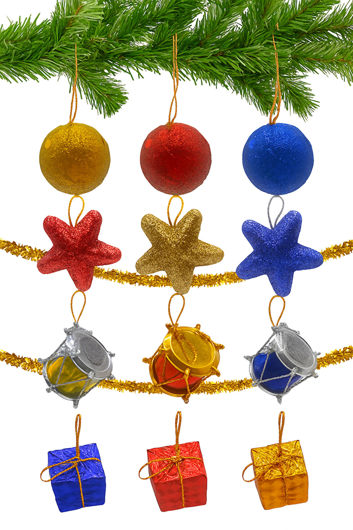 Waldern 12 li Karışık Süs Cici Top 3 cm 6 Parlak 6 Simli