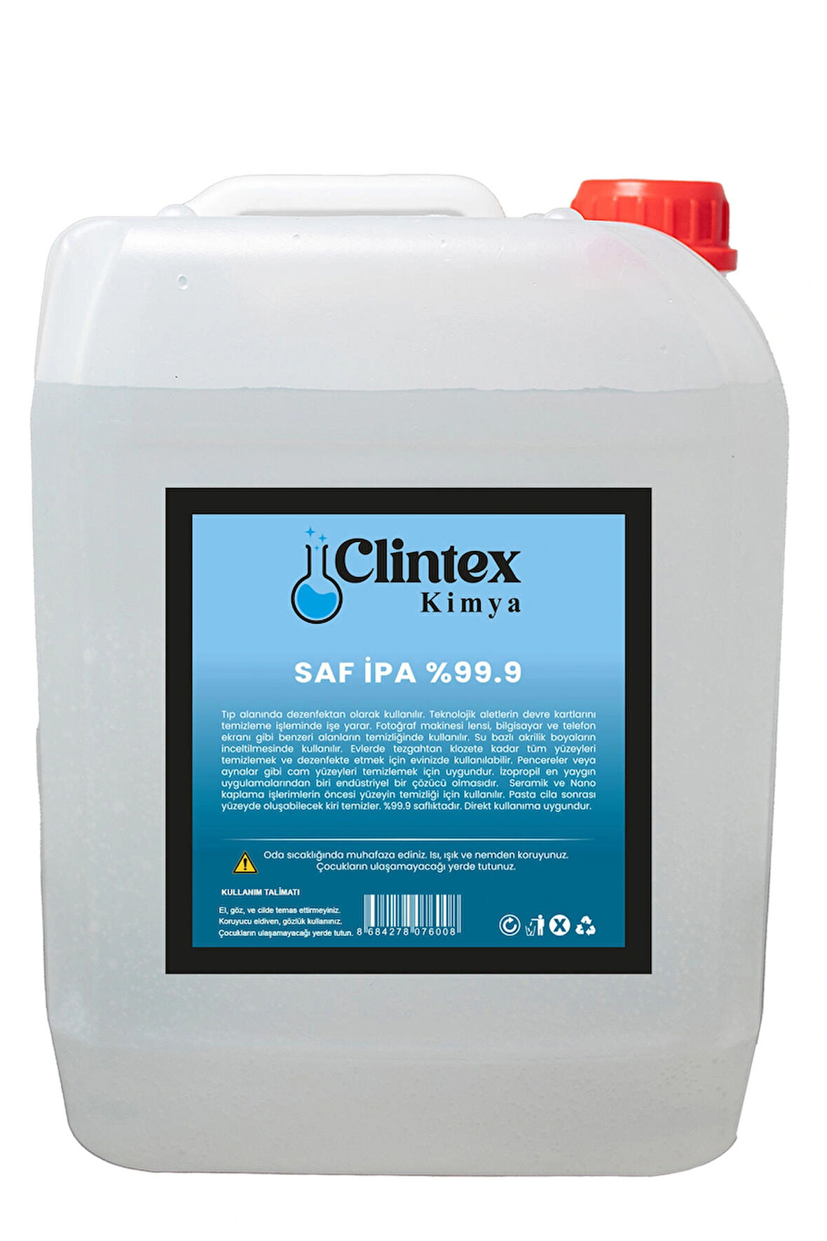Clintex Kimya %99.9 Saf Ipa Izopropil Yüzey Temizleyici Solvent 5 Lt