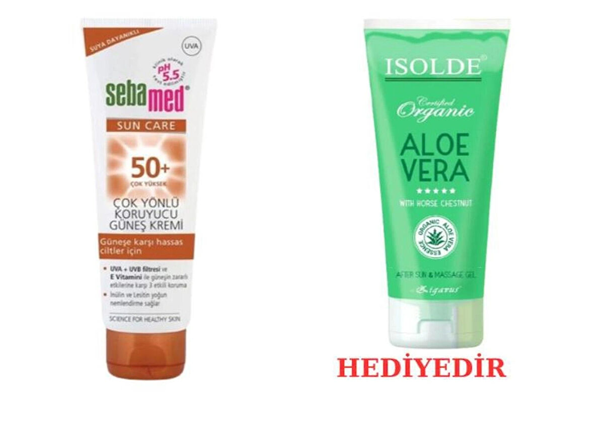 SEBAMED GÜNEŞ KREMİ SPF50 50 ML ALANA ALOE VERA GÜNEŞ SONRASI ICE JEL 200 ML HEDİYE