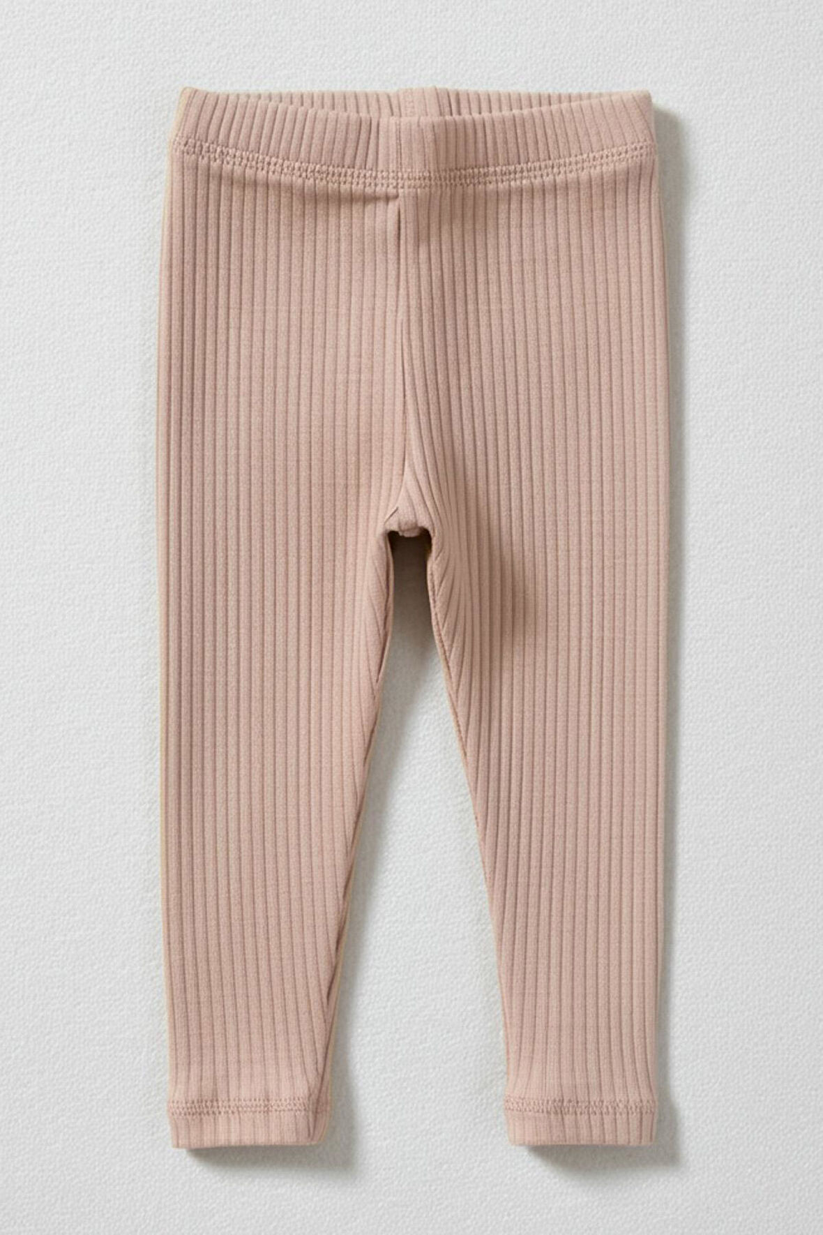 %100 Pamuk Yumuşak Doku Kız Çocuk Tayt Bej