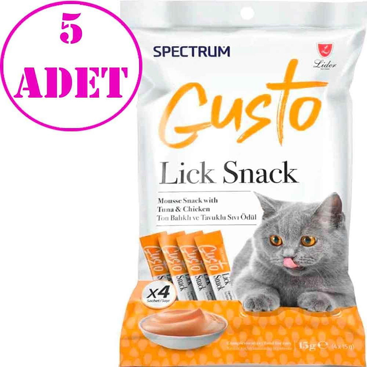 Spectrum Gusto Ton Balıklı ve Tavuklu Krema Kedi Ödül Maması 15 gr (4'lü) 5 AD