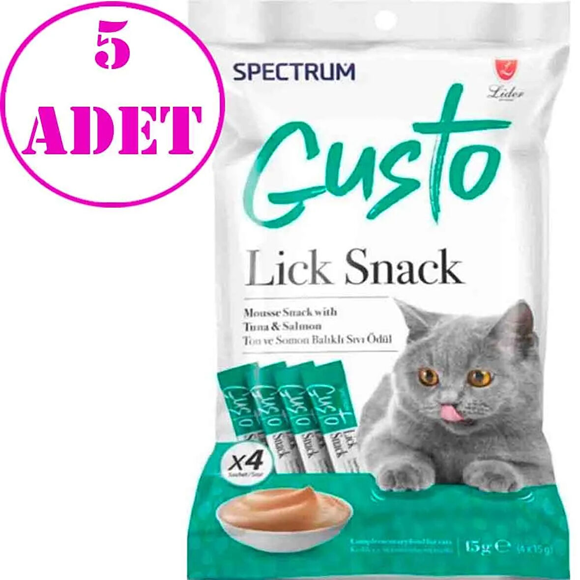 Spectrum Gusto Ton Balığı ve Somonlu Krema Kedi Ödül Maması 15 gr (4'lü) 5 AD