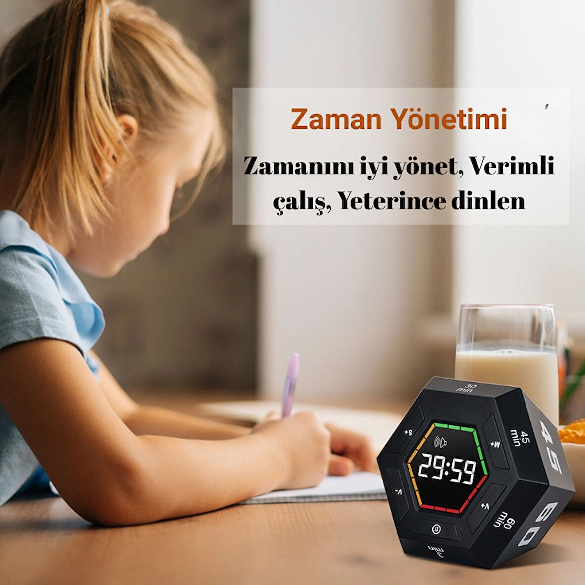 Akıllı Dijital Geri Sayım Zamanlayıcı Sessiz Mıknatıslı LED Ekran Mutfak & Ders İdeal