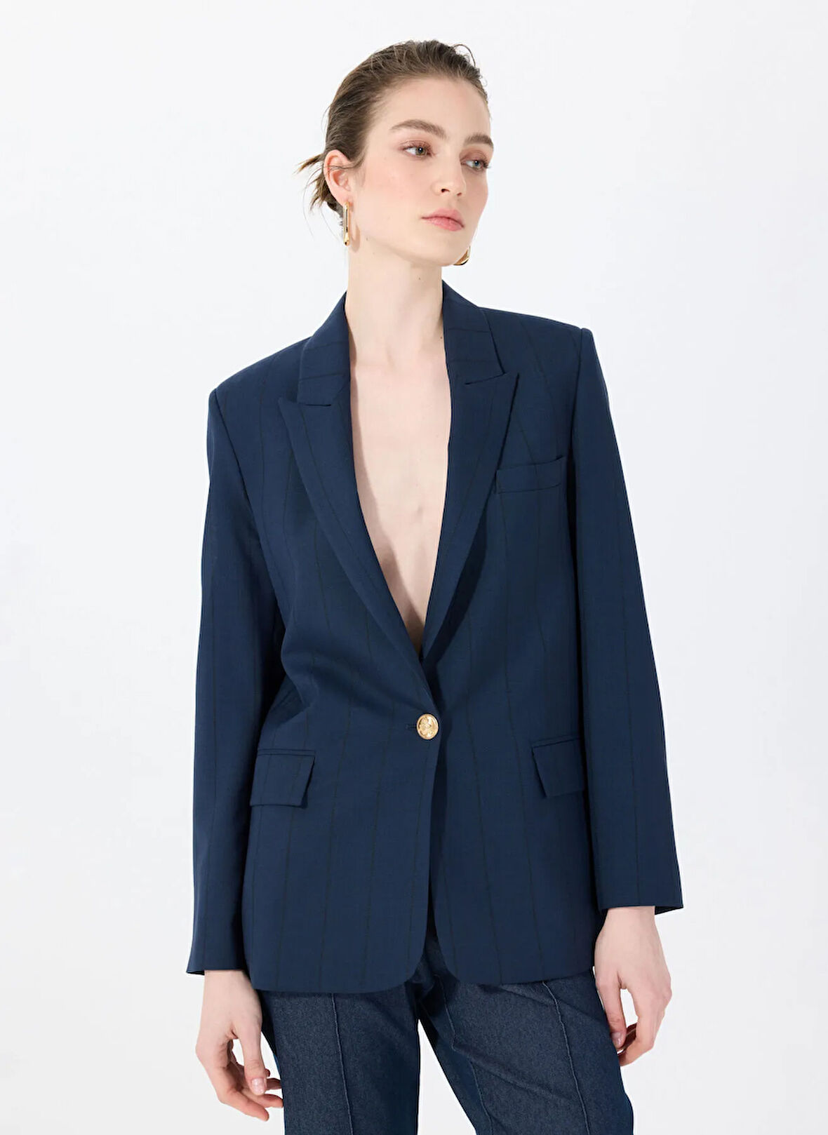 Sorbe Normal Lacivert Kadın Ceket DAILY JACKET BLAZER 1023
