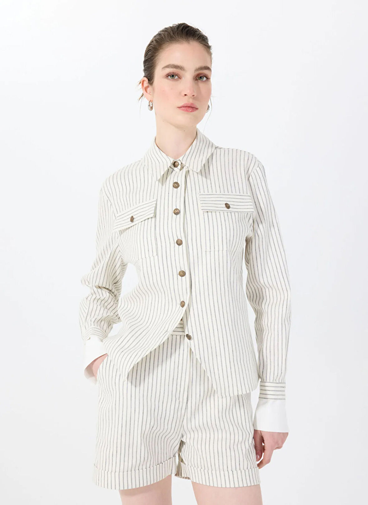 Sorbe Normal Ekru Kadın Ceket FERN SHIRT JACKET 4023