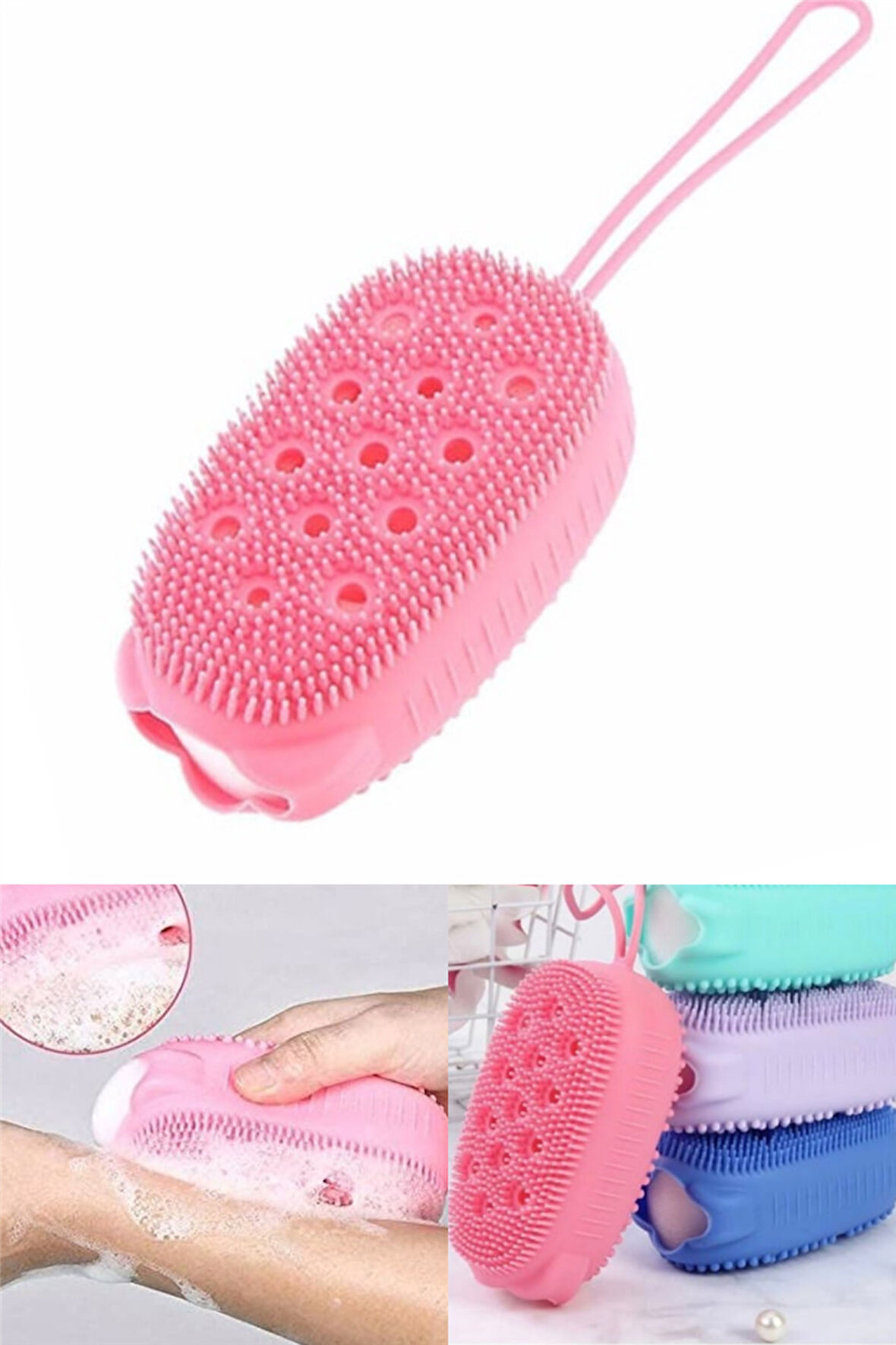 Silikon Banyo Kesesi Katı Sabun Hazneli (Süngerli) yeşil 1 Adet