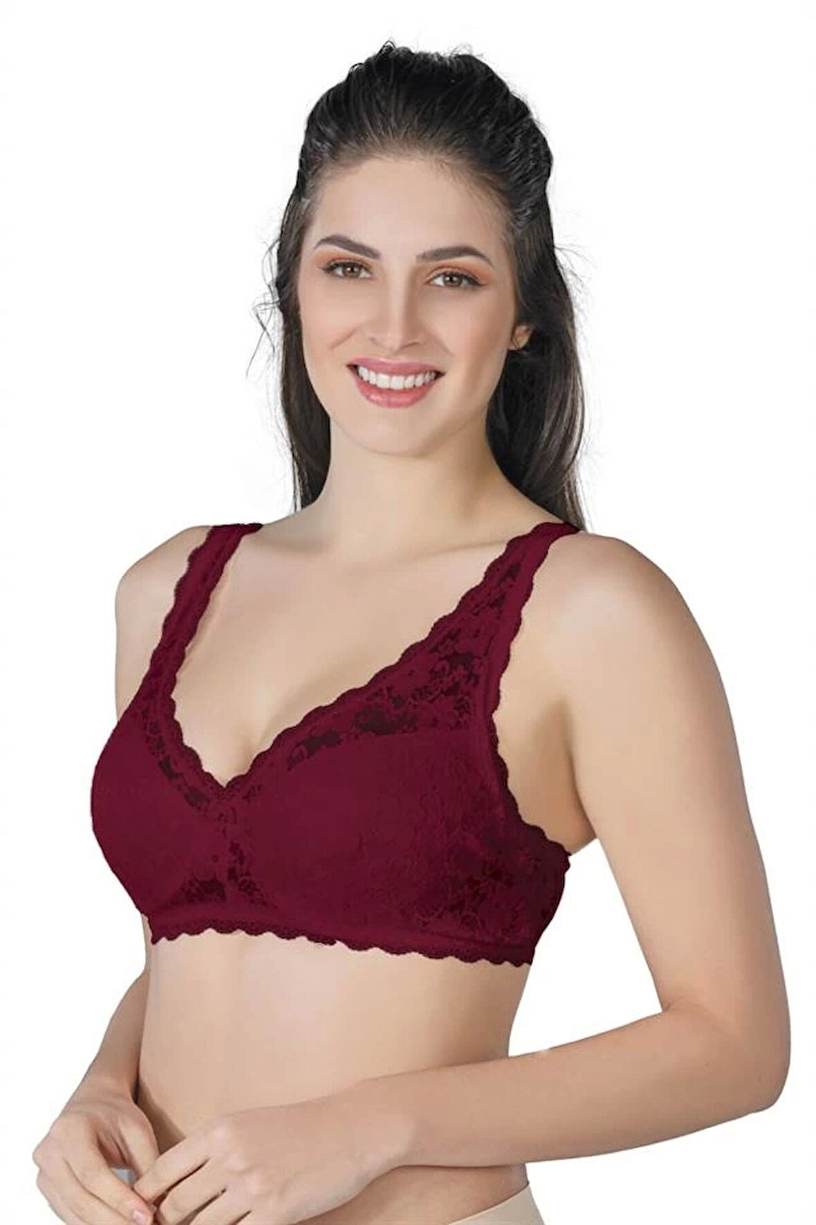 Bordo Emay 188 C Pedli Dantelli Telli Toparlayıcı Sütyen