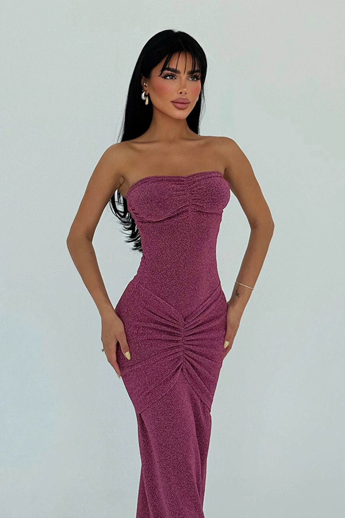 Dianora Gold Simli Uzun Elbise Ate-0988