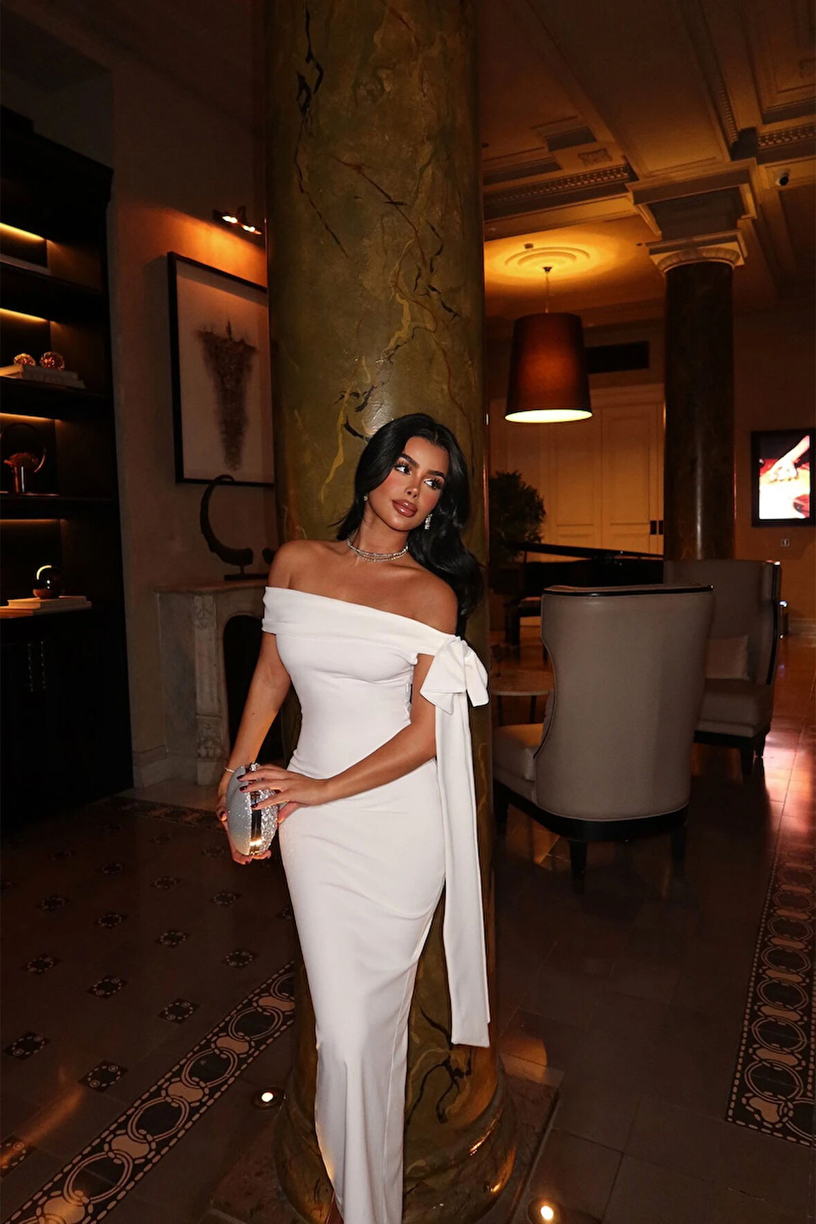 Brıanna Beyaz Midi Elbise ATE-1281