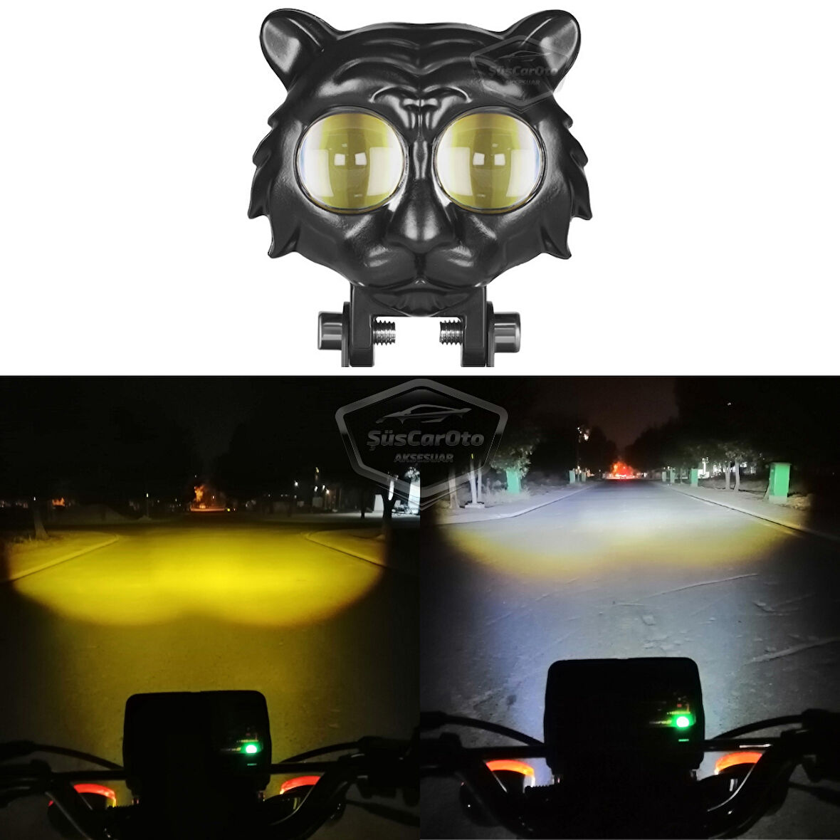 Kedi Göz Sis Farı Çift Renk Sarı-Beyaz 9-60V Araç Motosiklet Off Road Led Lamba Delici Yayıcı Projektör 50W Metal Arazi Çalışma Lambası 1 Adet