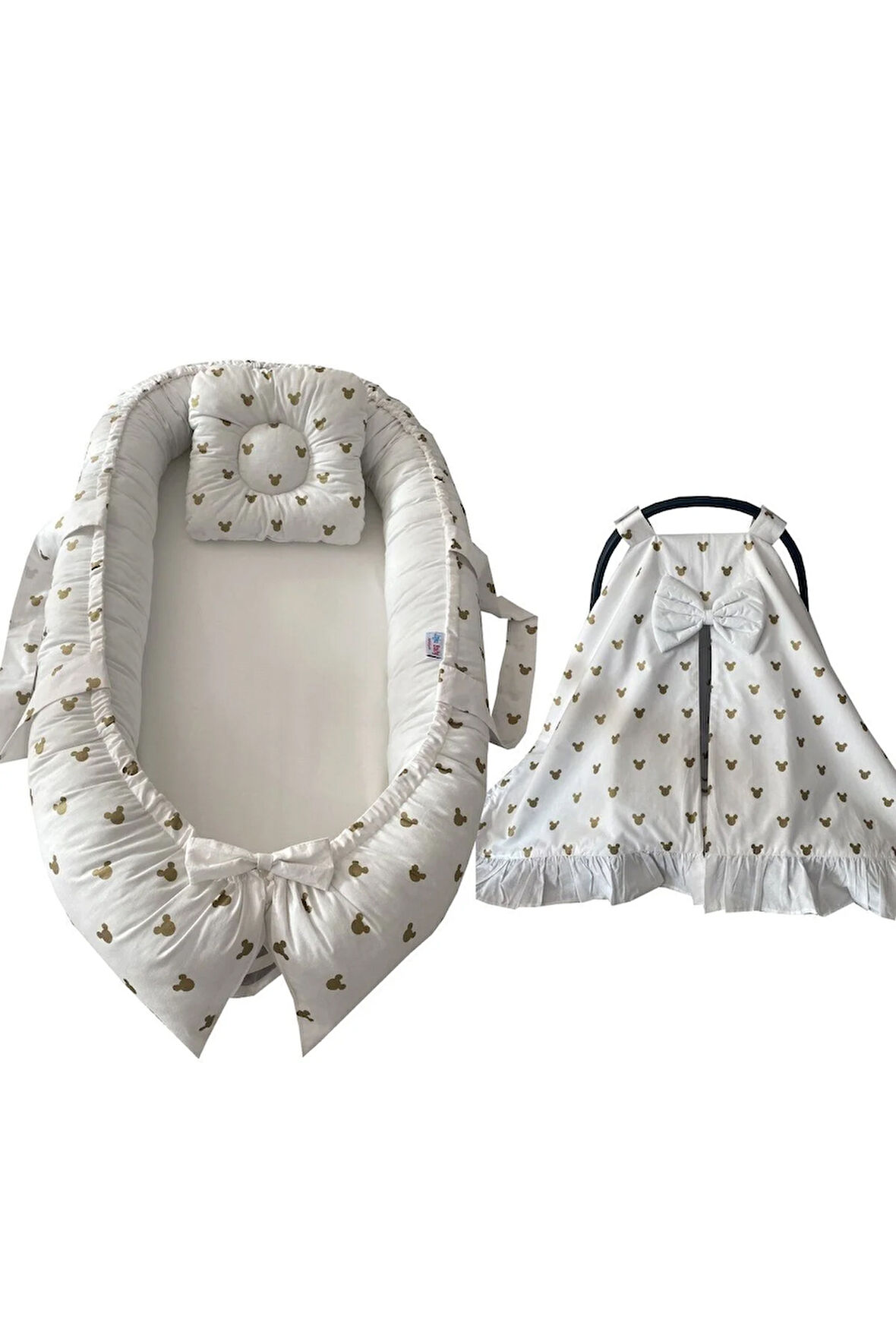Nest Gold Kumaş Jaju-babynest Anne Yanı Bebek Yatağı Ve Puset Örtüsü Set