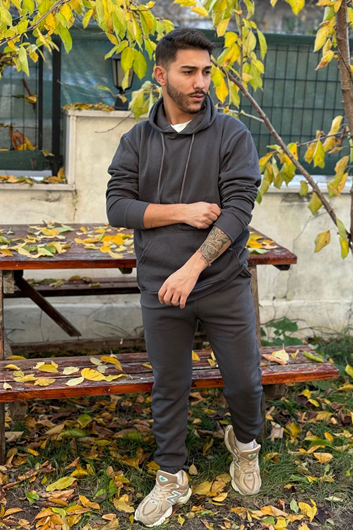 Erkek Oversize Eşofman Takımı 3 İplik Şardonlu