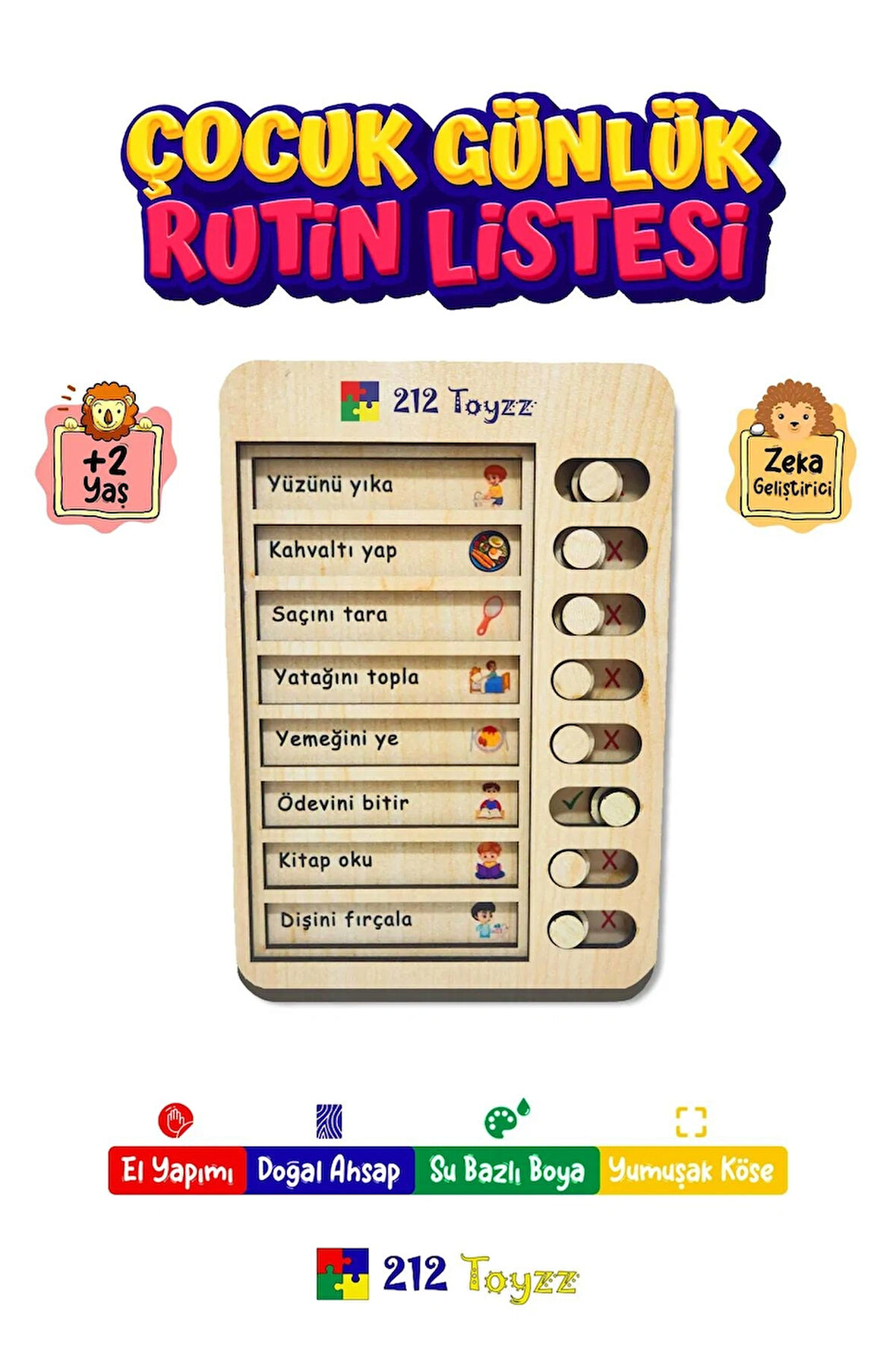 212toyzz Çocuk Günlük yapılacaklar rutin Listesi 