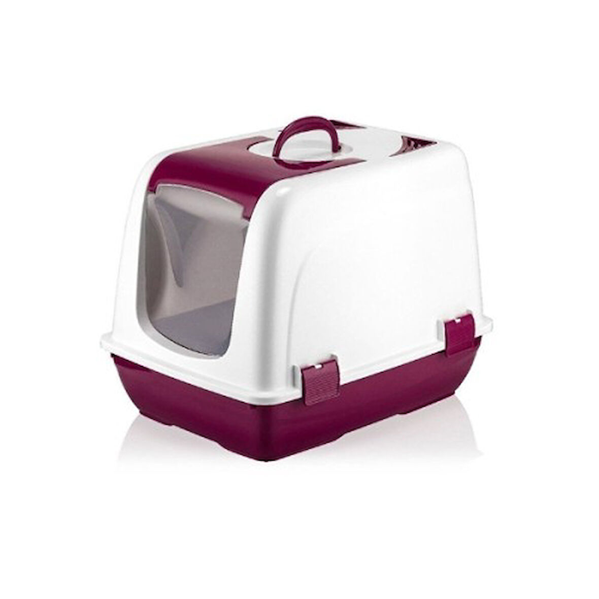 Mikopet Kapalı Küçük Kedi Tuvaleti Bordo TdrTR