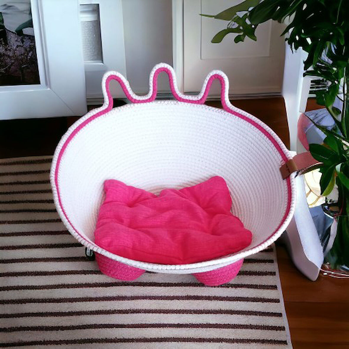 Decohandy 42 Cm Kedi Yatağı - Pembe Beyaz TdrTR
