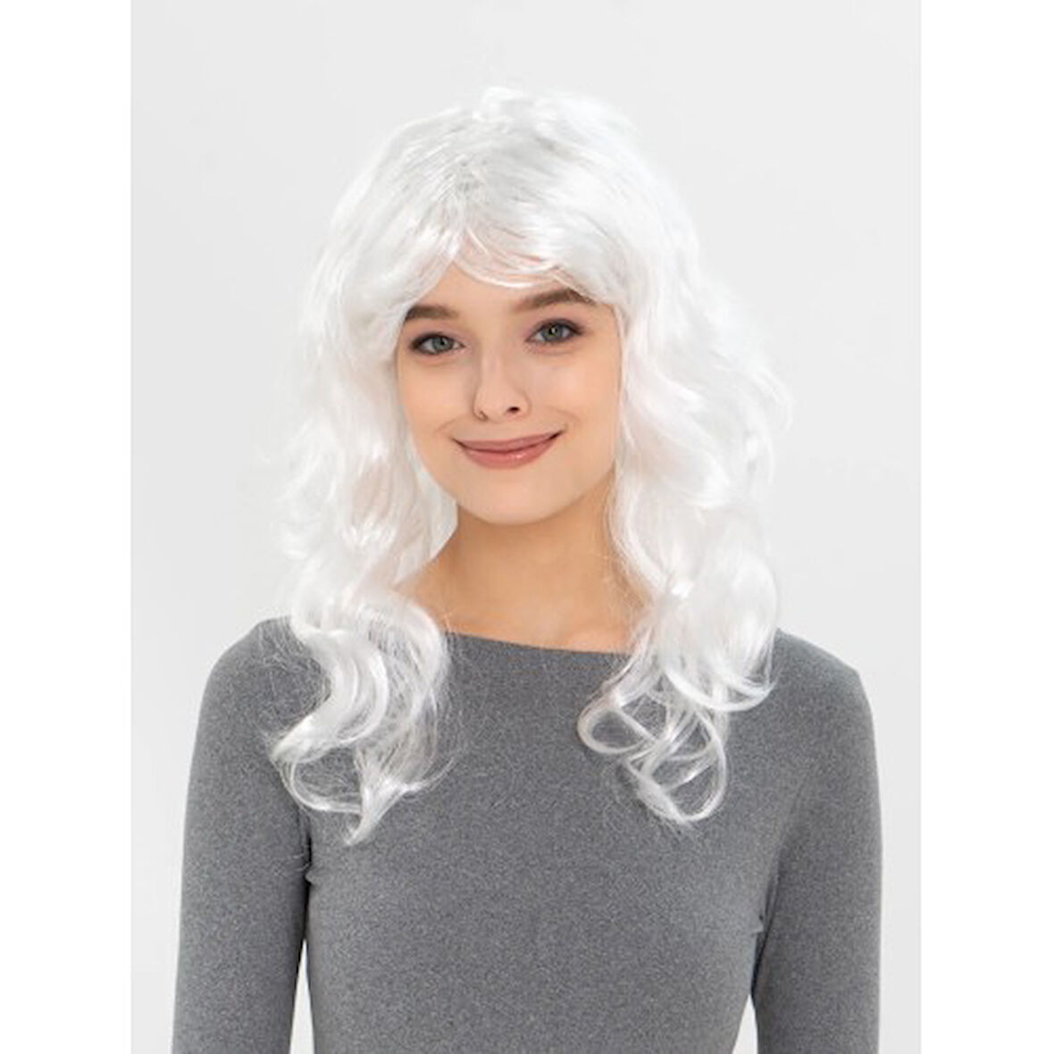 Beyaz Renk Kahküllü Dalgalı Uzun Parti Peruğu TdrTR