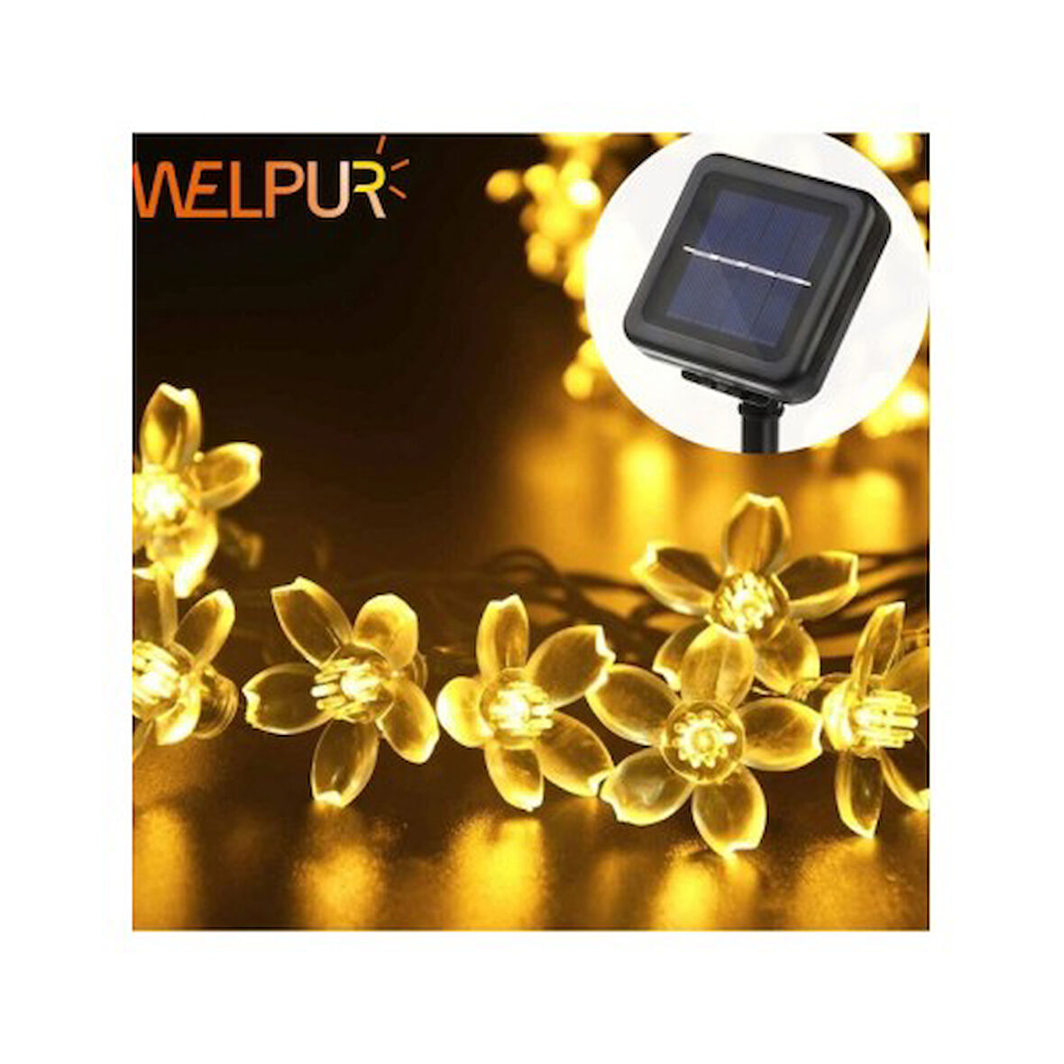 Solar Çiçekli Dekoratif 30 Led Bahçe Lambası TdrTR