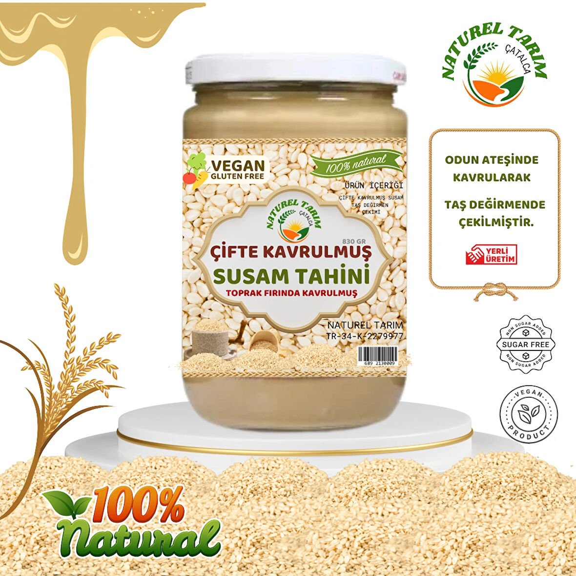 NATUREL ÇİFTE KAVRULMUŞ YERLİ TAHİN