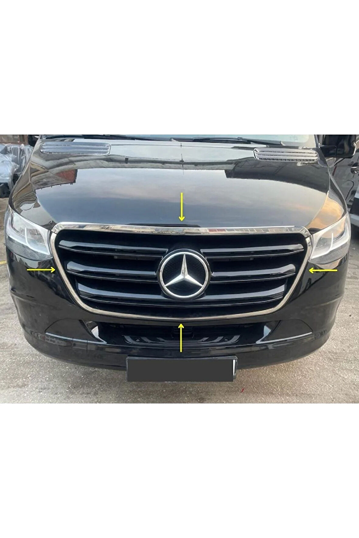 Mercedes Sprinter W907 Krom Ön Panjur Çerçevesi 4 Parça 2018> Paslanmaz Çelik