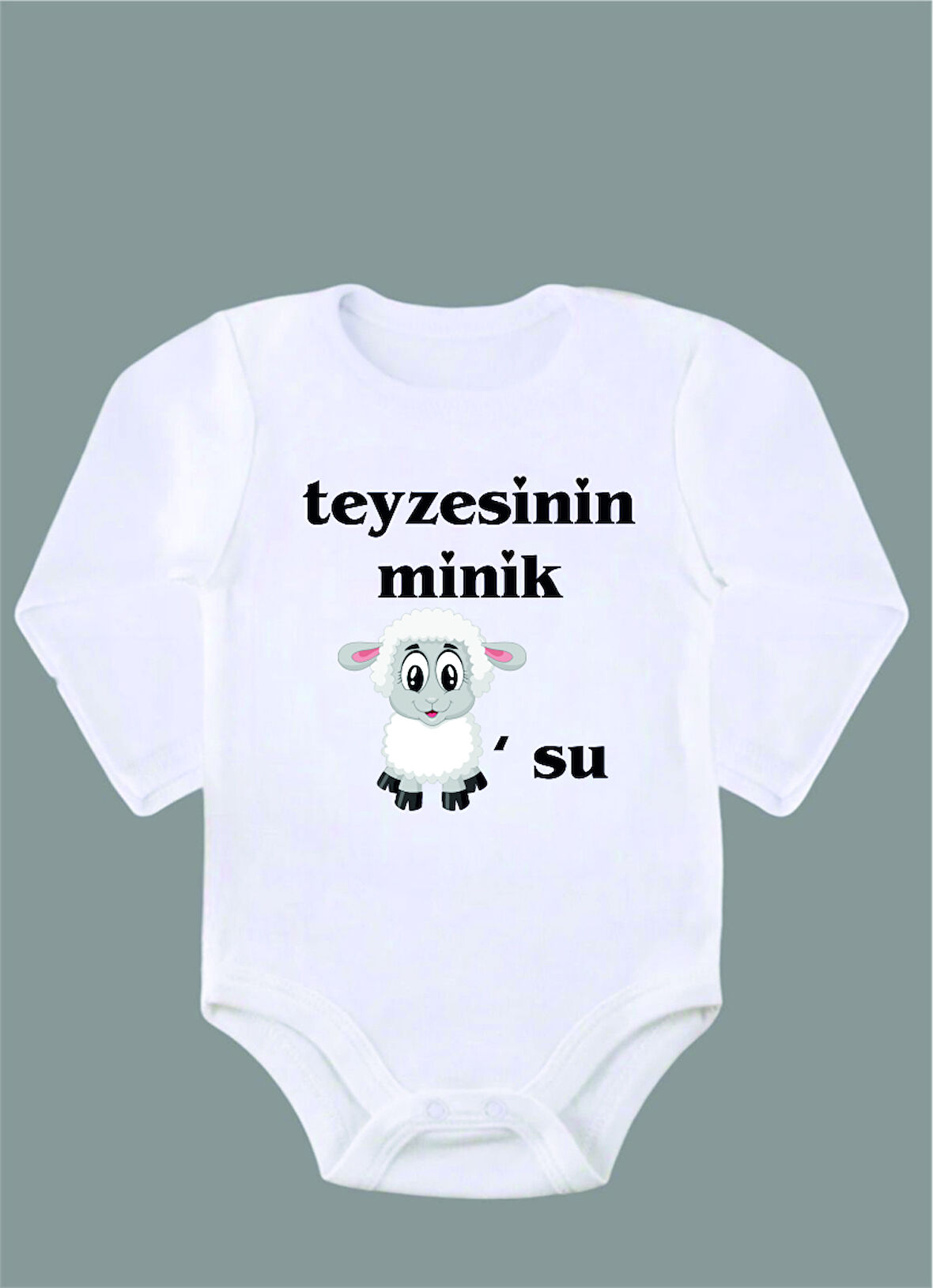 Uzun Kollu %100 Organik Pamuk Baskılı Bebek Body Zıbın ZBN166