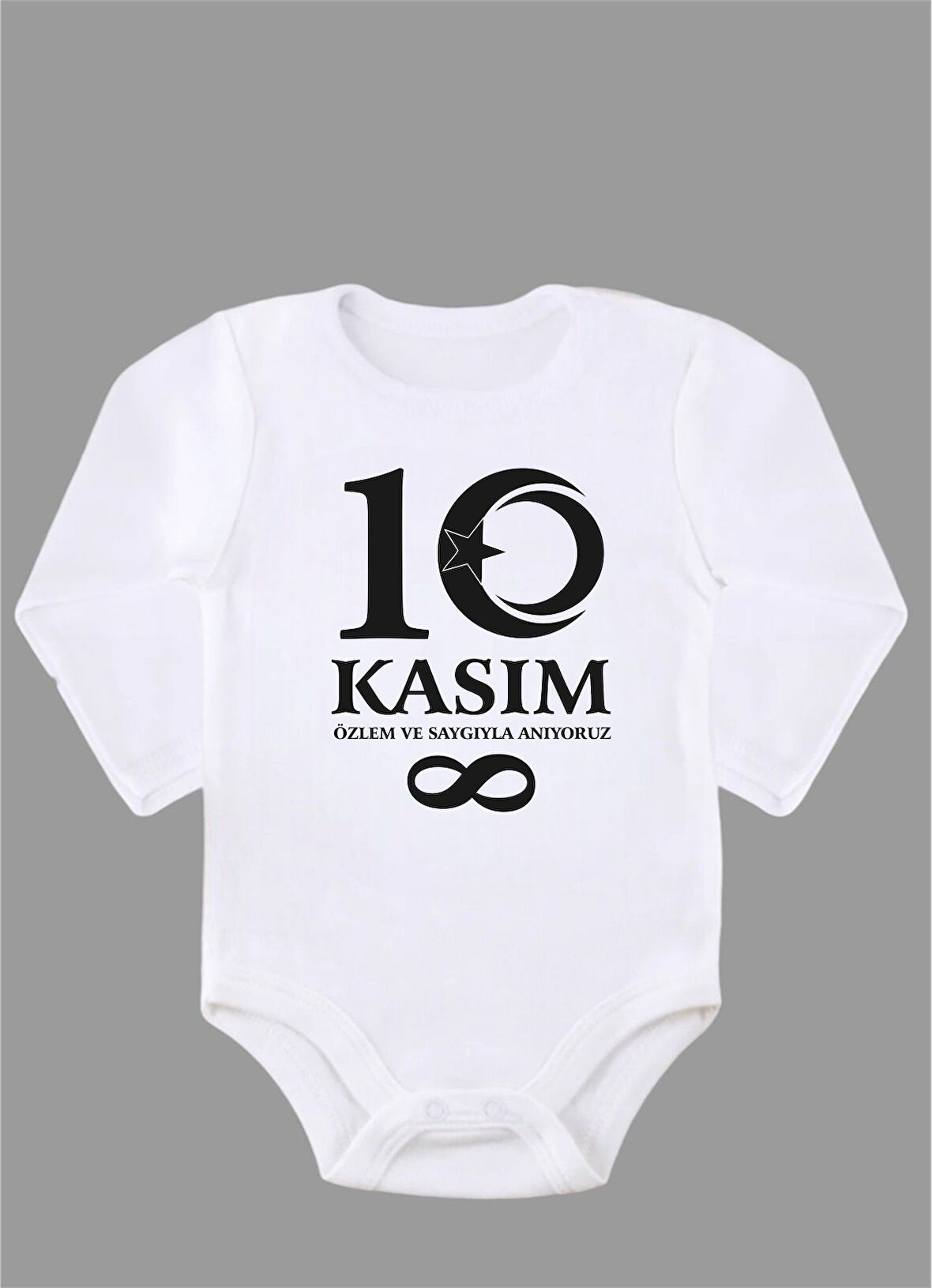 Uzun Kollu 10 Kasım Sonsuz Baskılı Bebek Body ZBN261