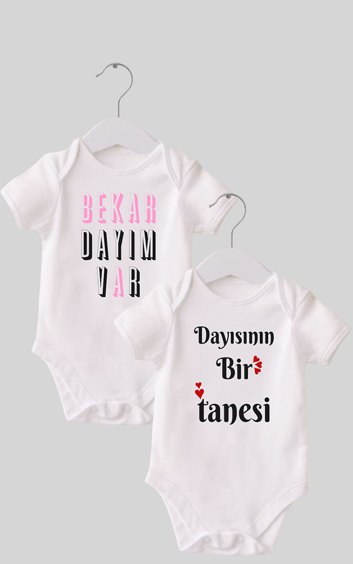 2 Dayı Set 2 'li Organik %100 Pamuk  Baskılı Bebek Body Zıbın ZBN210