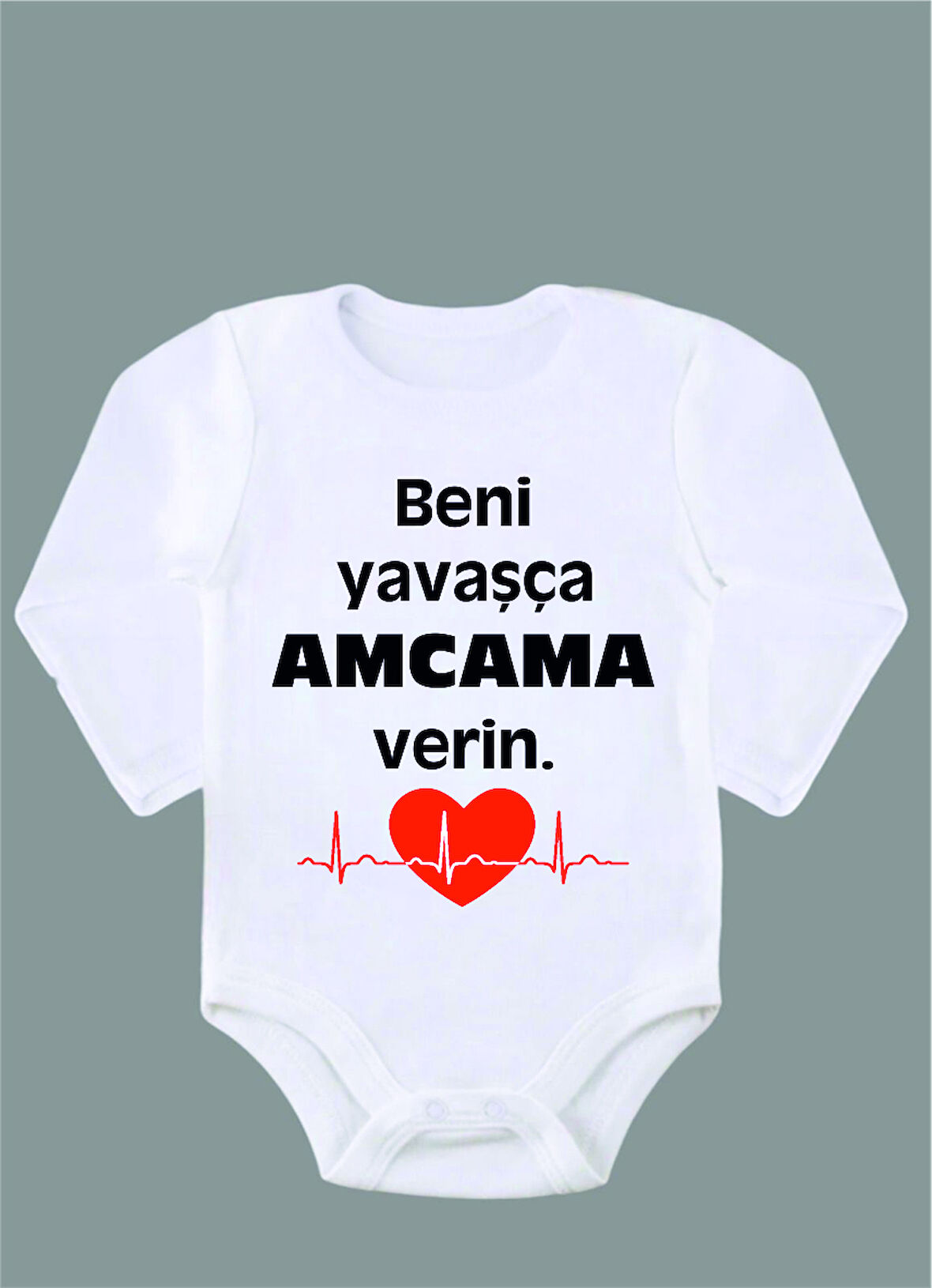 Uzun Kollu %100 Organik Pamuk Baskılı Bebek Body Çıtçıtlı Zıbın ZBN059
