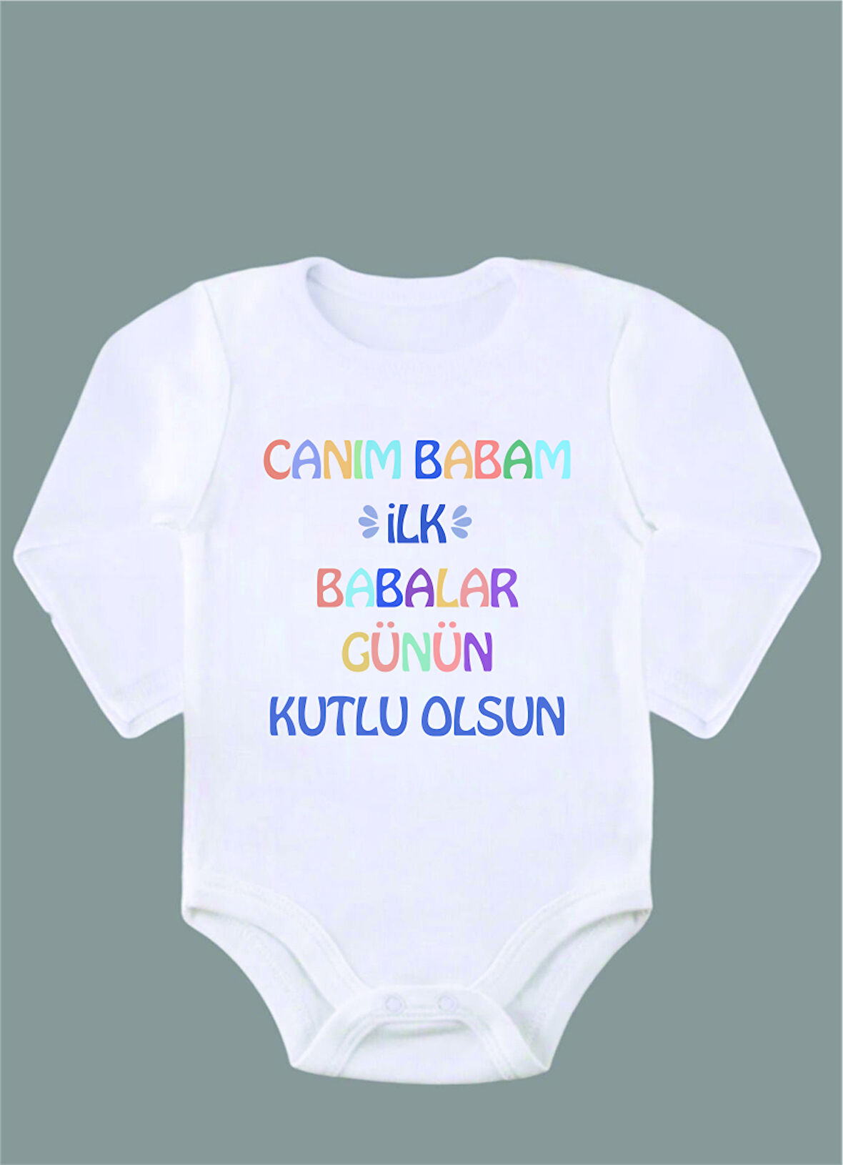 Uzun Kollu %100 Organik Pamuk Baskılı Bebek Body Çıtçıtlı Zıbın ZBN073