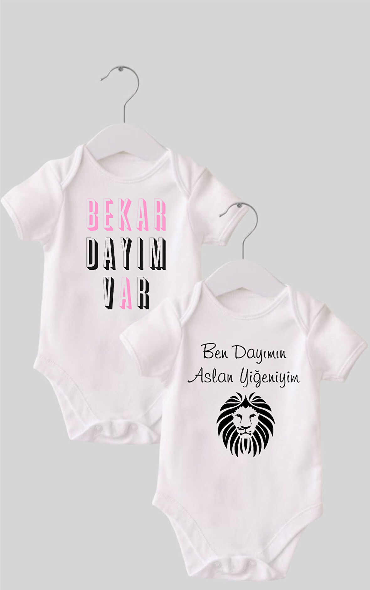 15 Dayı Set 2 'li Organik %100 Pamuk  Baskılı Bebek Body Zıbın ZBN210