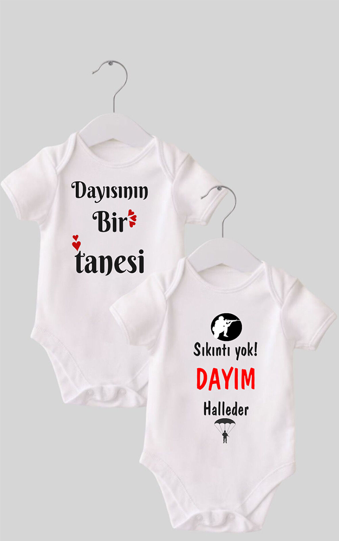 01 Dayı Set 2 'li Organik %100 Pamuk  Baskılı Bebek Body Zıbın ZBN210