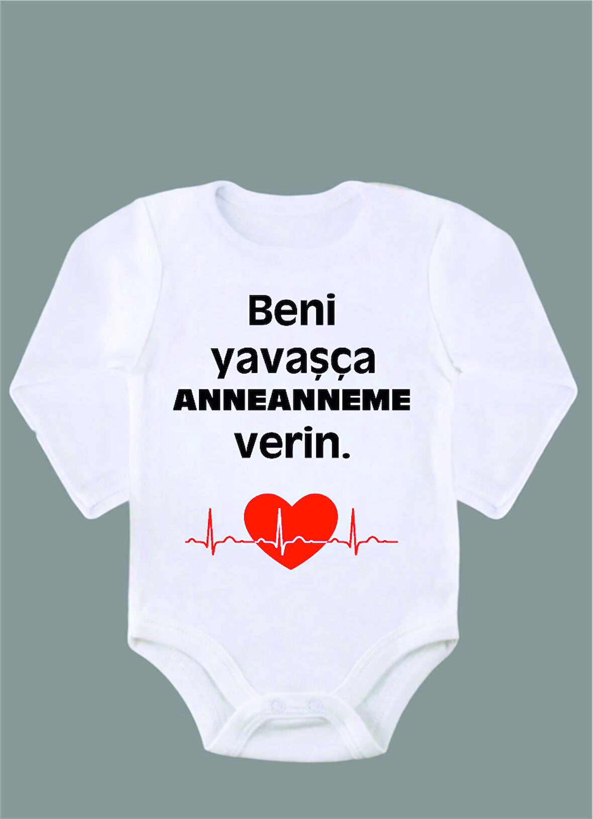 Uzun Kollu %100 Organik Pamuk Baskılı Bebek Body Çıtçıtlı Zıbın ZBN060