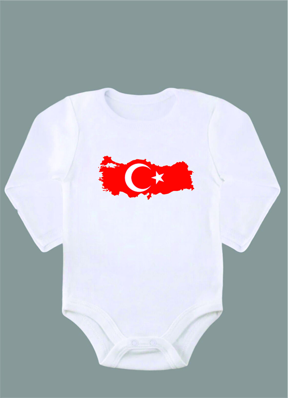 Uzun Kollu %100 Organik Pamuk Baskılı Bebek Body Zıbın ZBN171