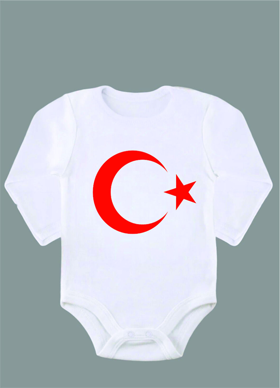 Uzun Kollu %100 Organik Pamuk Baskılı Bebek Body Çıtçıtlı Zıbın ZBN034